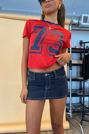 73 Red and Navy Jersey Style Baby Tee