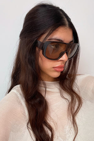 94 Brown Square Shield Sunnies
