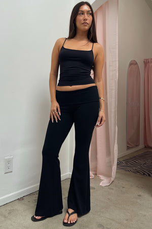 BRB Black Low Rise Foldover Flare Pants