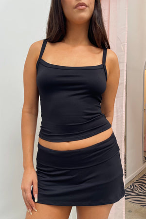 Back and Forth Black Fitted Tank Top