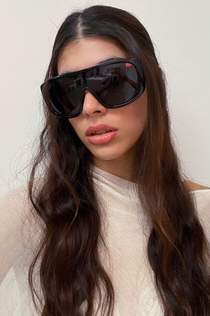 95 Black Square Shield Sunnies