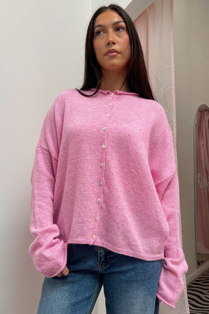 Blythe Blush Pink Button Up Cardigan