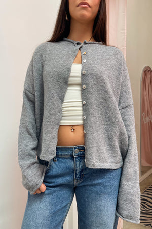 Blythe Grey Button Up Cardigan
