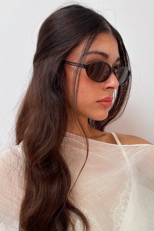 86 Brown Slim Oval Sunnies