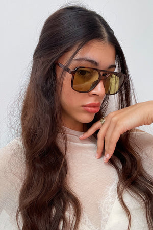 81 Tortoise with Light Green Lens Aviator Sunnies
