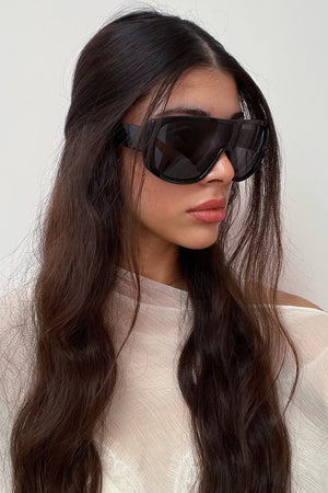 95 Black Square Shield Sunnies