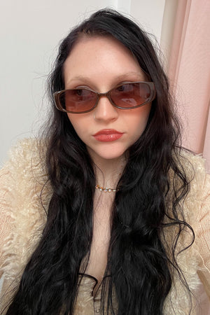 97 Brown Slim Curved Square Sunnies