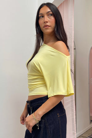 Sundream Bright Yellow Wide Neck Asymmetrical Top
