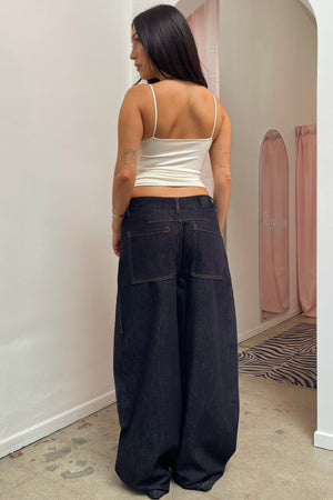 Pounding Pavement Dark Denim Low Rise Wide Leg Jeans