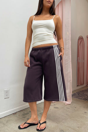 Jet Set Charcoal with White Side Stripe Sweat Shorts