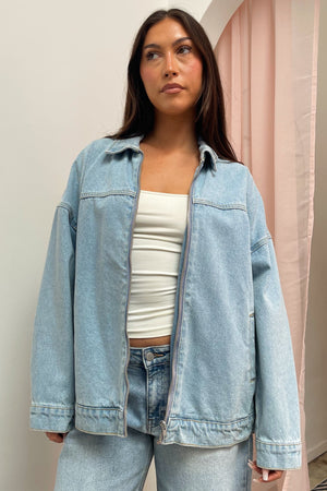 First Pick Light Denim Zip Up Jacket