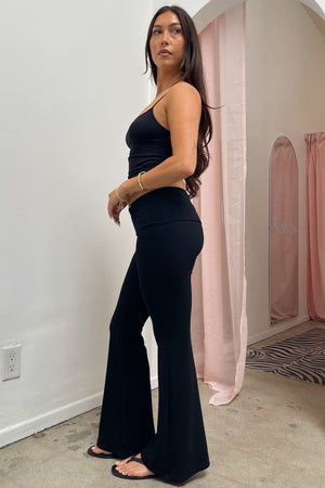 BRB Black Low Rise Foldover Flare Pants