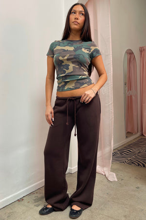 Stay Forever Brown Fleece Low Rise Wide Leg Sweatpants
