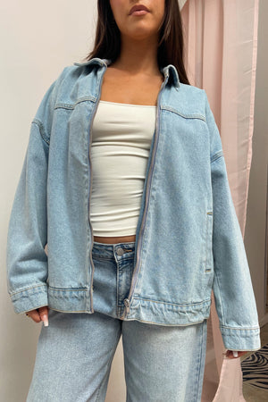 First Pick Light Denim Zip Up Jacket