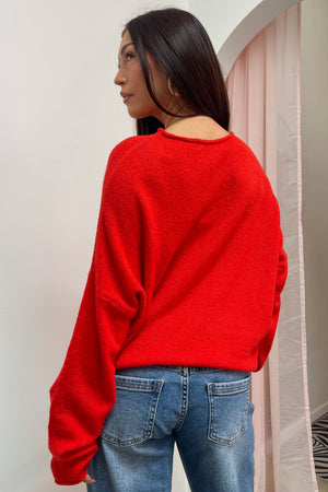 Blythe Red Button Up Cardigan