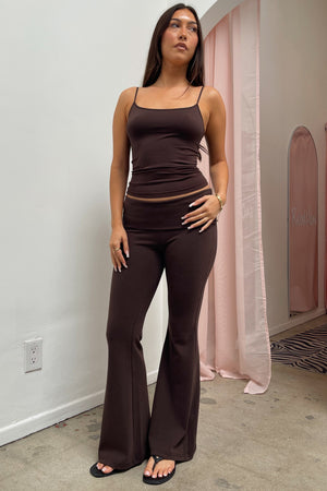BRB Brown Low Rise Foldover Flare Pants