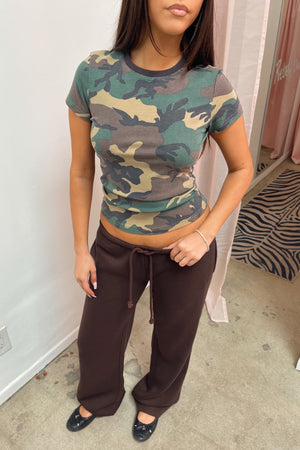 Stay Forever Brown Fleece Low Rise Wide Leg Sweatpants