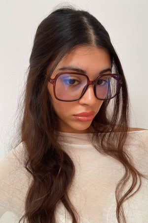 74 Translucent Red Large Square Blue Light Glasses