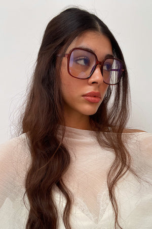74 Translucent Red Large Square Blue Light Glasses