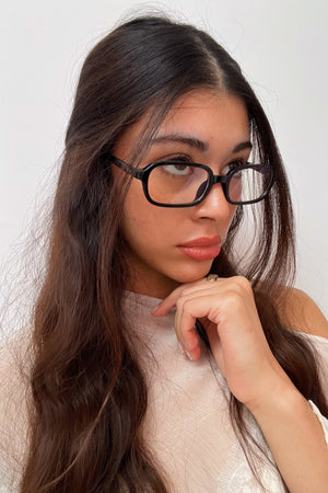 78 Black Rounded Rectangle Blue Light Glasses