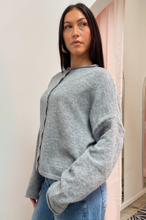Blythe Grey Button Up Cardigan