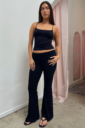 BRB Black Low Rise Foldover Flare Pants