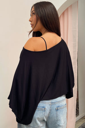 Here and There Black Poncho Top