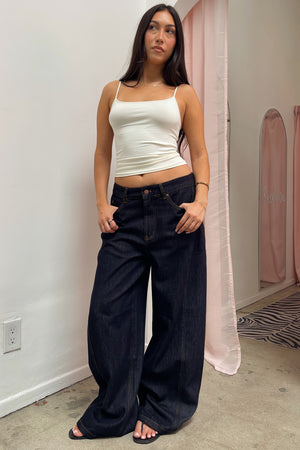 Pounding Pavement Dark Denim Low Rise Wide Leg Jeans