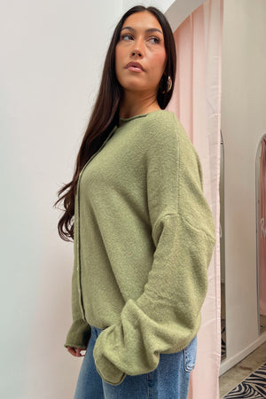Blythe Sage Green Button Up Cardigan