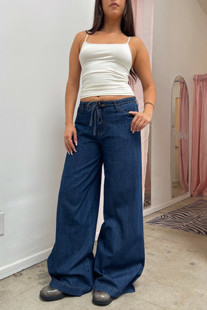 Livie Denim with Tie Waistband Relaxed Pants