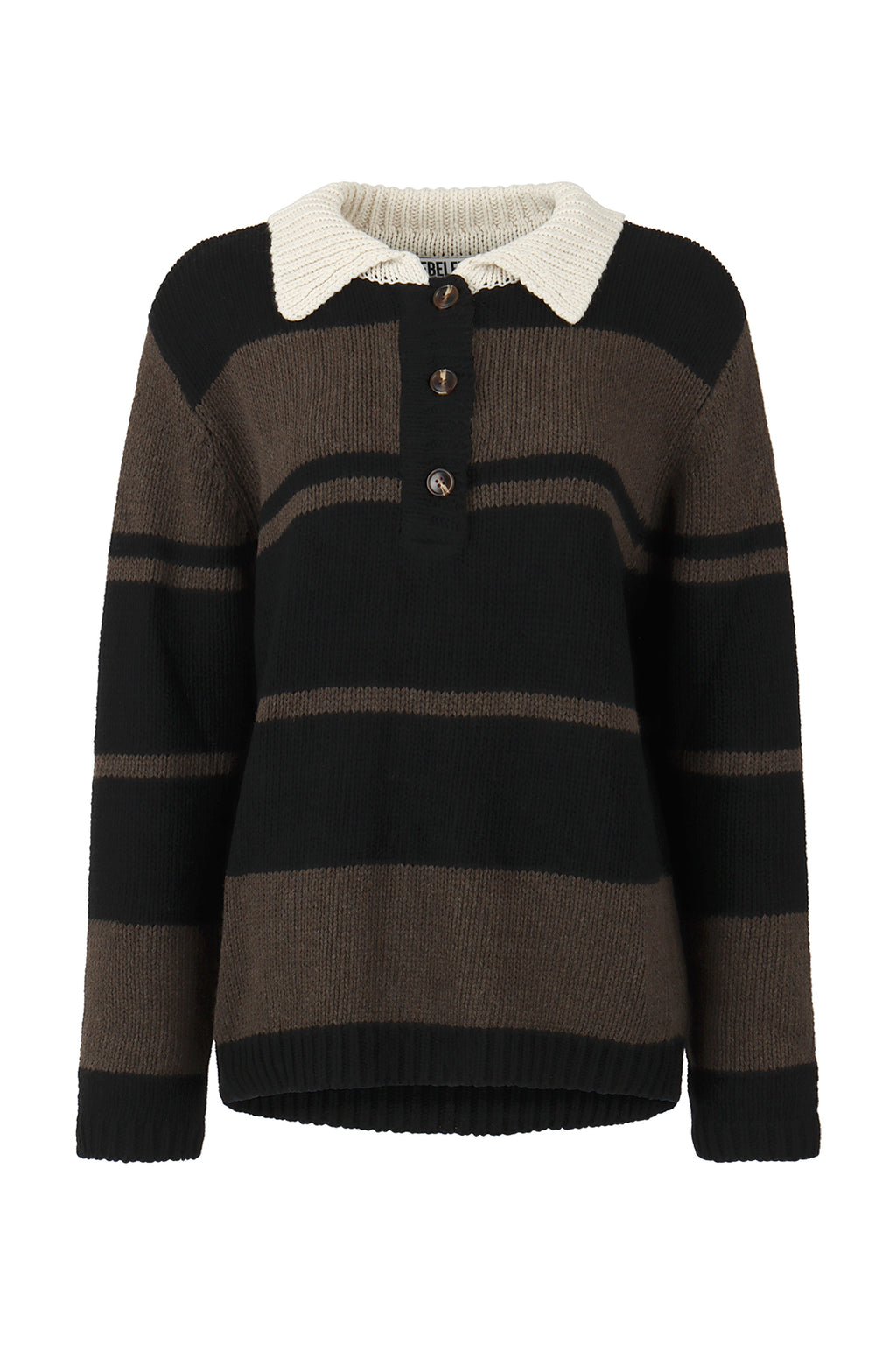 Varsity Brown and Black Striped Oversized Sweater