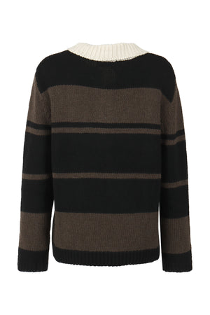 Varsity Brown and Black Striped Oversized Sweater