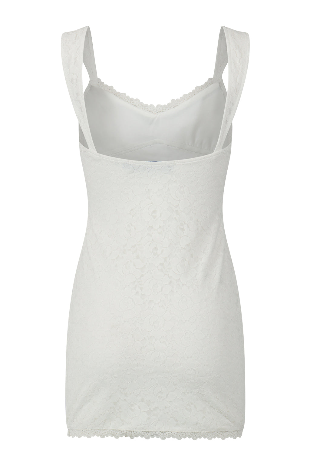Real Love White Lace with Contrast Trim Mini Dress