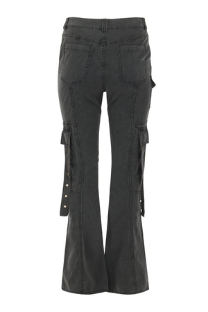 Avril Grey Utility Cargo Flare Pants
