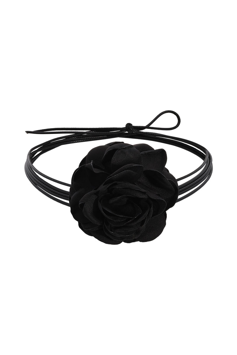 Dahlia Black Flower Necklace