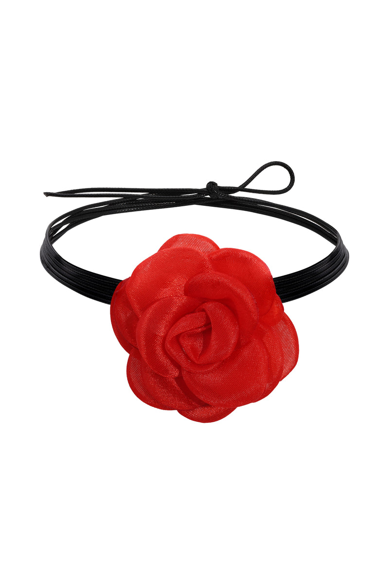 Tuileries Red Organza Flower Necklace