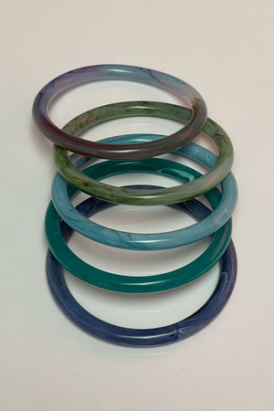Shades of Blue Thin Resin Bangle Set