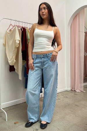 Low Rider Light Wash Barrel Jeans