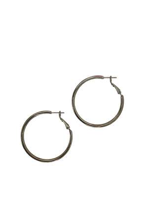 1.95" Silver Hoops with Clasp Back