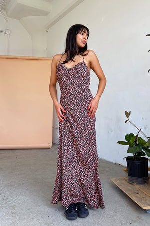 Verona Black and Red Floral Maxi Dress