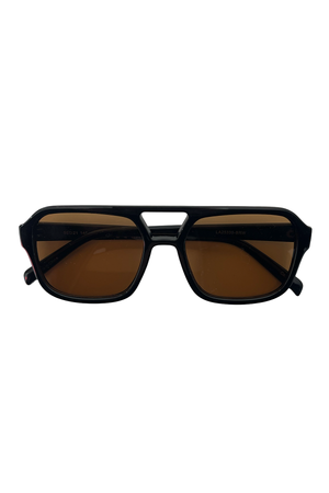 29 Black with Brown Lens Aviator Sunnies