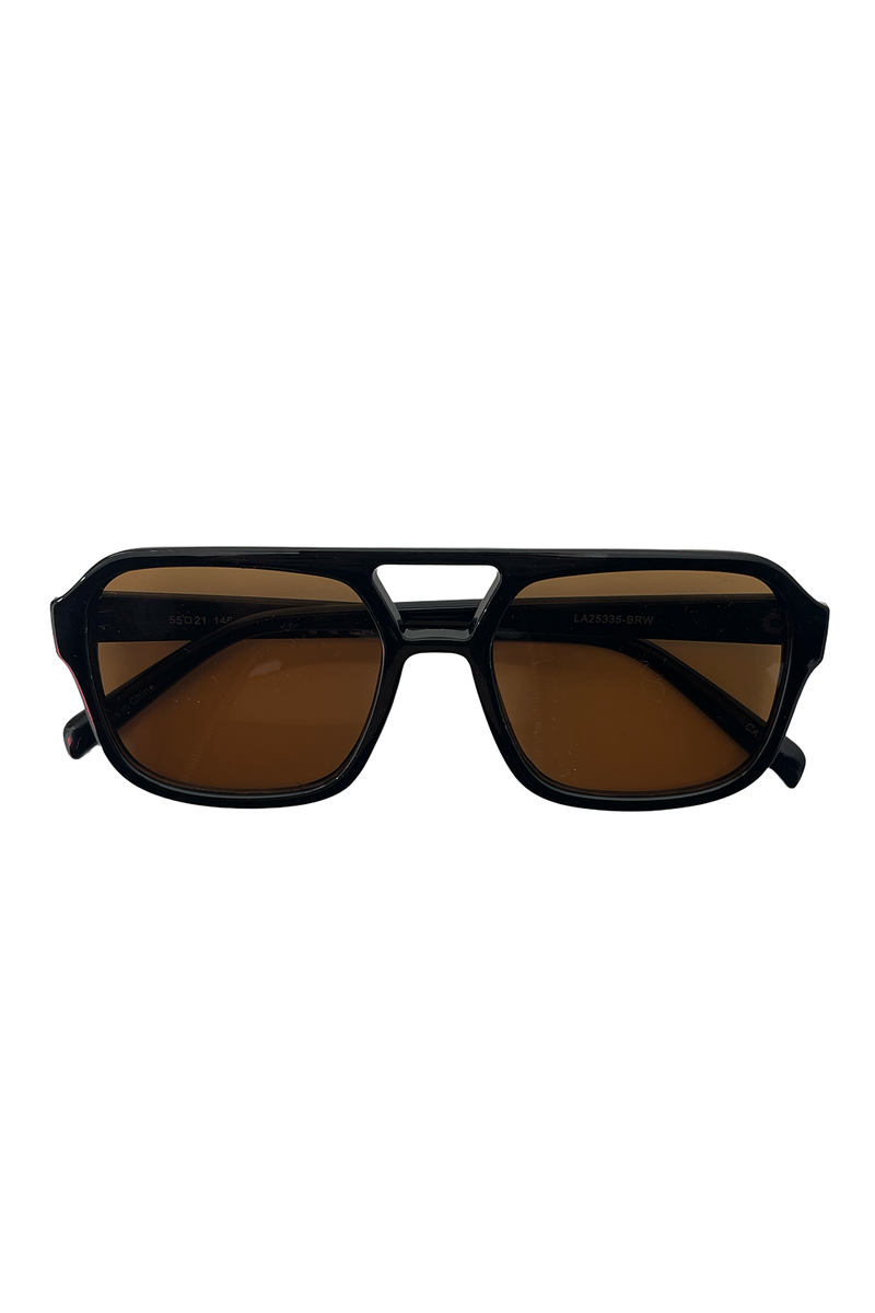 29 Black with Brown Lens Aviator Sunnies