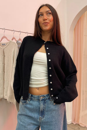 Blythe Black Button Up Cardigan