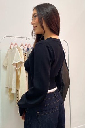 Très Chic Black Snap Closure Fitted Cardigan