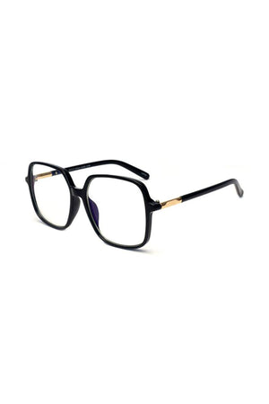 16 Black with Gold Detail Square Blue Light Glasses