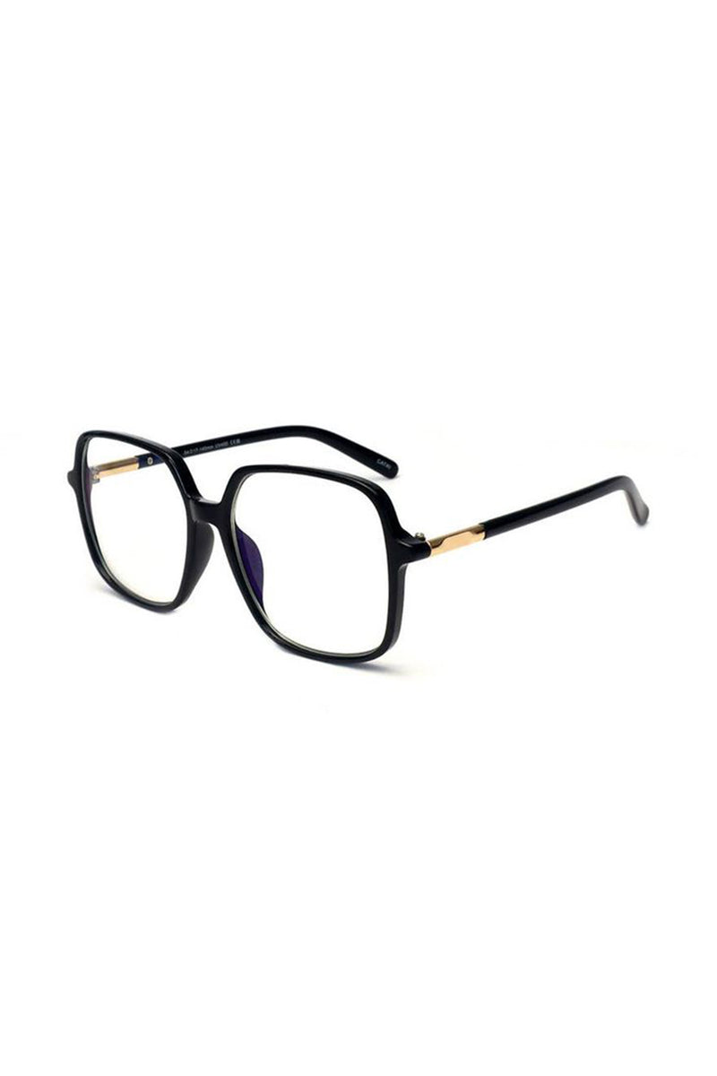 16 Black with Gold Detail Square Blue Light Glasses