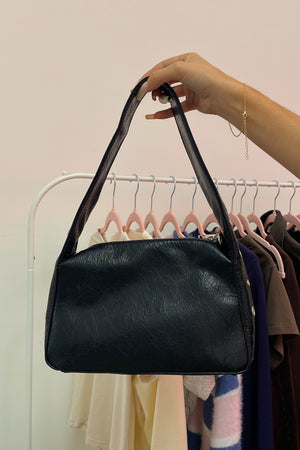 Feel It Still Black Grommet Studded Faux Leather Bag