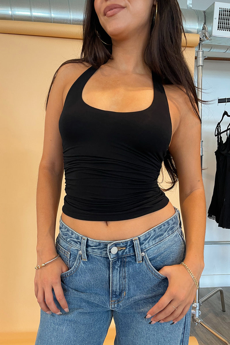 Back to Basics Black Double Lined Halter Tank