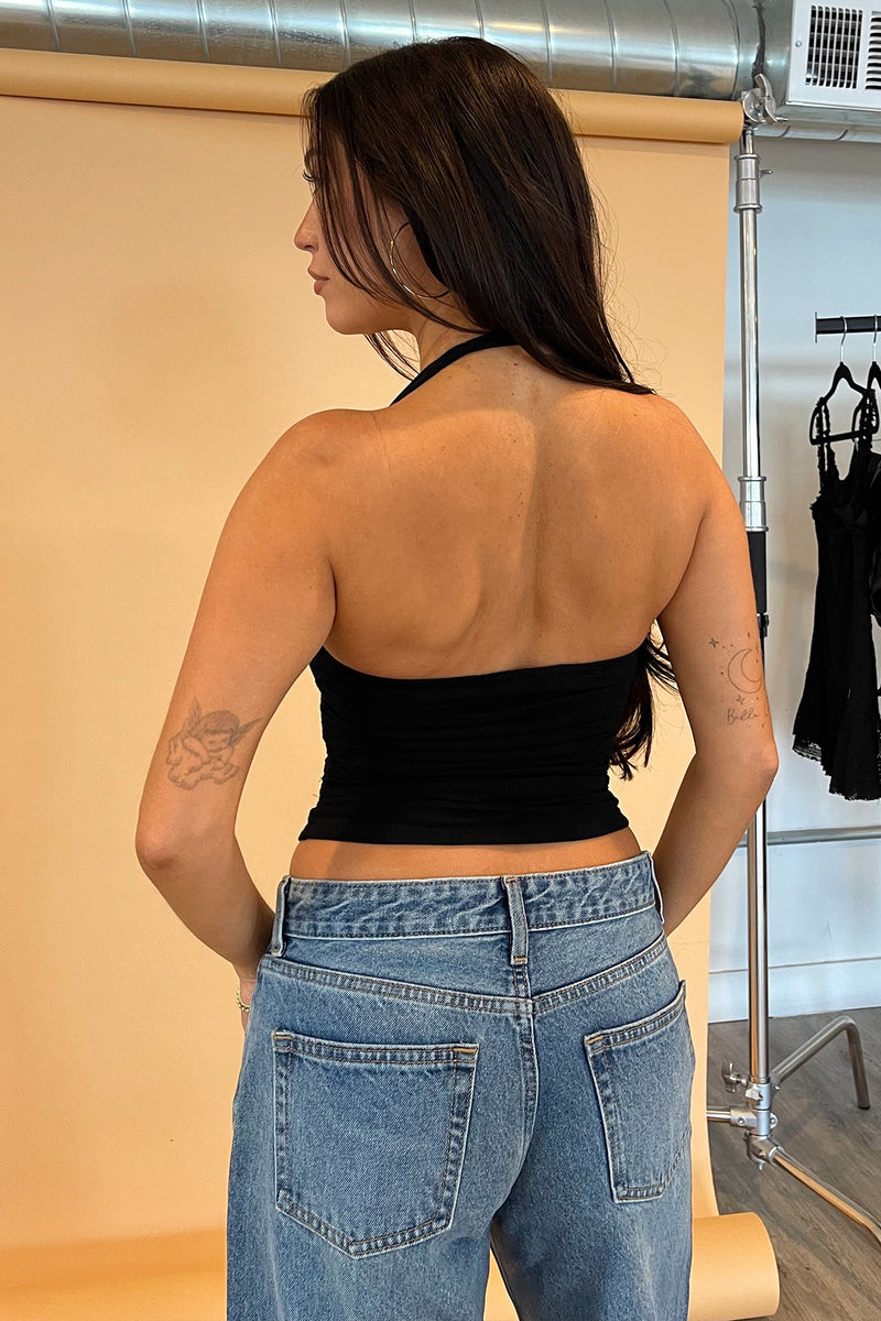 Back to Basics Black Double Lined Halter Tank