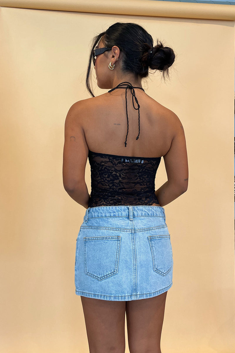 Sweet Disposition Black Lace Crop Tube Top